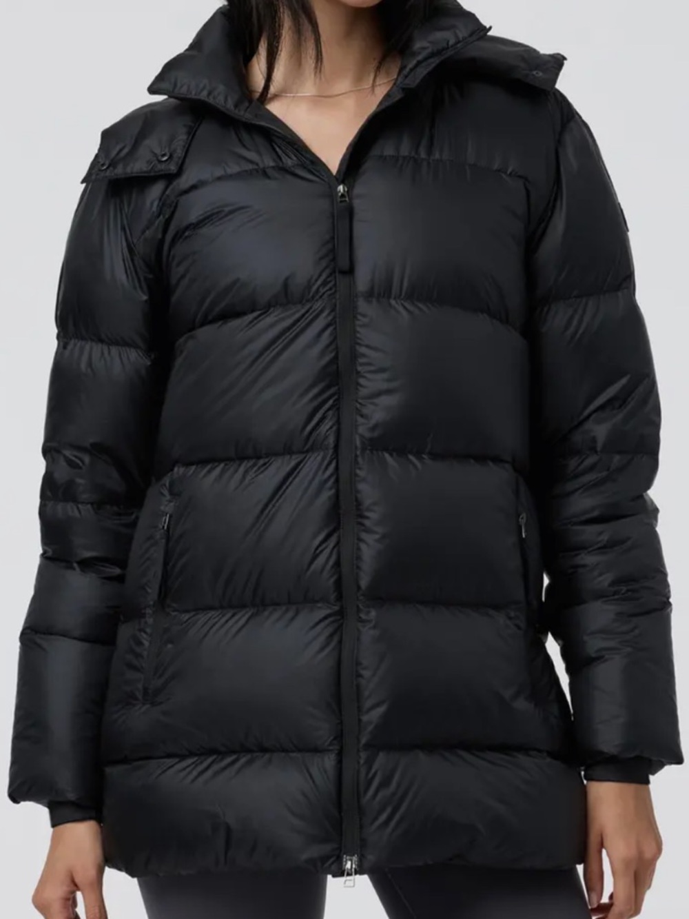 Vuori Womens Water Resistant Long Down Filled Puffer Black Jacket, Size Small